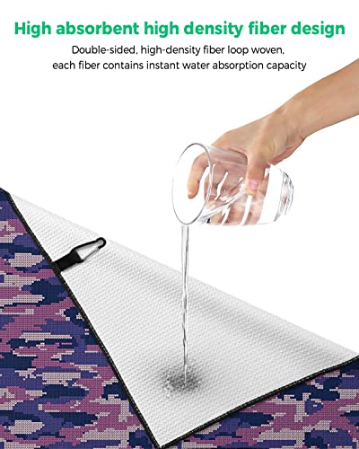 Sevenbabu Golf Towels For Golf Bags With Clip, Funny Microfiber Waffle Pattern Golf Towel, Military Camouflage Army Art Golf Accessories For Men And Women Gifts 24X16 Inch #TOP4