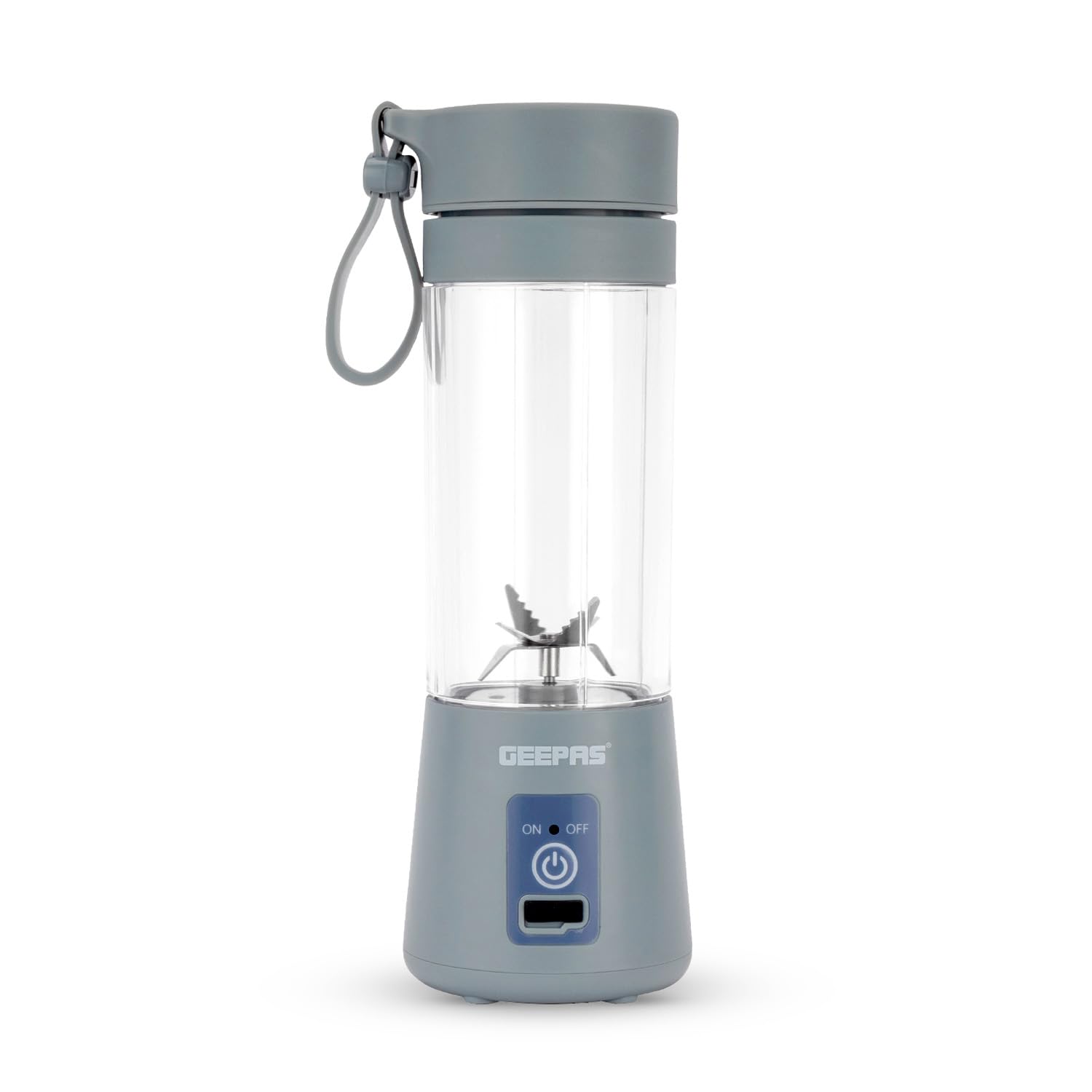Geepas Light Grey Rechargeable Blender Smoothie Maker 330Ml Fruit Mixer Mini Juicer In