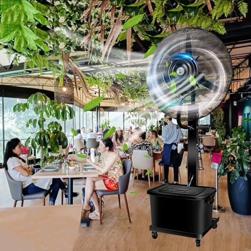 IYUESQ Ventilador de nebulización para Exteriores, Potente Ventilador de Pedestal de enfriamiento de Grado Industrial, Ventilador de Piso Industrial con nebulización de oscilación de 90 °