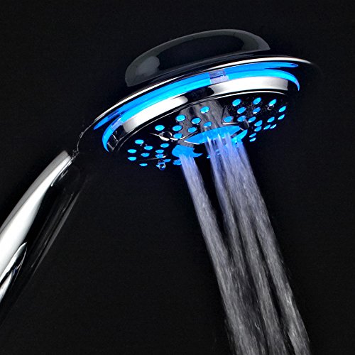 Regadera PowerSpa cromo con LED y manguera de 5 ft miniatura 7