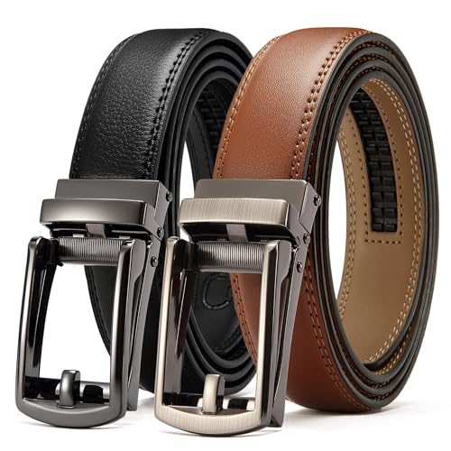 Image of CHAOREN Click Belt for Men 2 Pack - Mens Dress Belt 1 1 /4 inch in Packing Box - Design Belt Meet Almost Any Outfit and Occasion