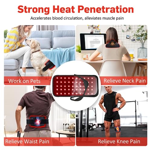 Red Light Therapy Belt, Infrared Light Therapy for Body, Wearable Wrap with Timer for Back Shoulder Waist Muscle Pain Relief, Improve Joint Inflammation, Red Light Therapy for Body - Image 4