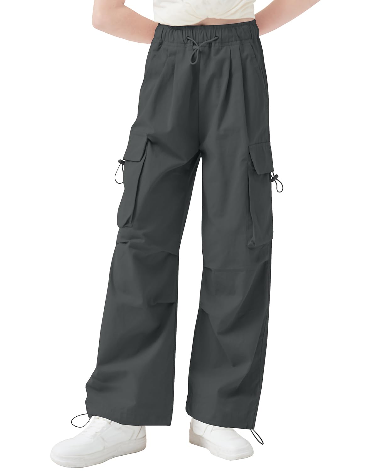 AOWKULAE Pantaloni cargo da ragazza, casual, con coulisse, abbigliamento sportivo, pantaloni da paracadute