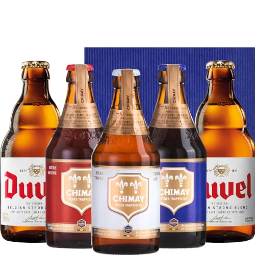 お酒 ビール ベルギー クラフトビール 飲み比べ 5本 セット「シメイ」3本「デュベル」2本 各 330ml 詰め合わせ 輸入ビール 海外ビール お祝い 贈り物 結婚祝い 結婚記念日 誕生日 内祝 お礼 熨斗 贈答用 ギフト箱 メッセージカード