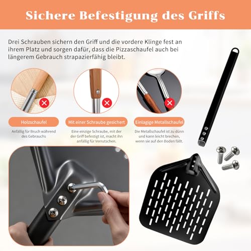 Pelle à pizza perforée en aluminium convient pour retourner les pâtes - 5
