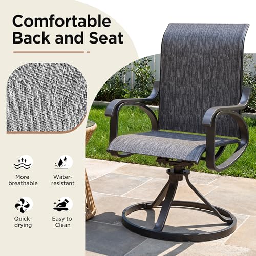 Image of LOUVIXA Patio Swivel Chair Set of 8, All-Weather Patio Swivel Rocking Chair, High Back Patio Dining Chairs for Backyard, Porch, Lawn, Garden(8, Dusky Gray)