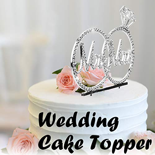 Mr & Mrs Cake Topper For Wedding Anniversary Rings Crystal Rhinestone Party Decoration (Silver) #TOP5