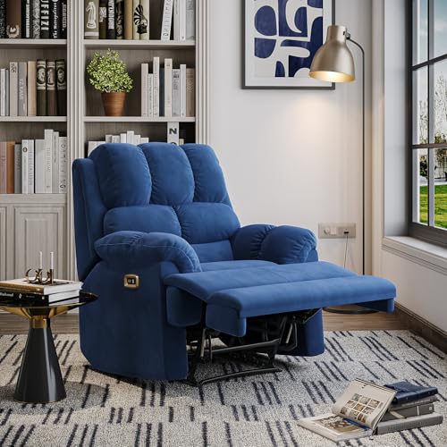 Image of Wakefit Recliner | 3 Year Warranty | Recliner Sofa 1 Seater, XpertGRID Technology, Designed for Supreme Comfort & Relaxation, Easy DIY Assembly, 145 kg Weight Capacity, Electic Virelia (Blue)