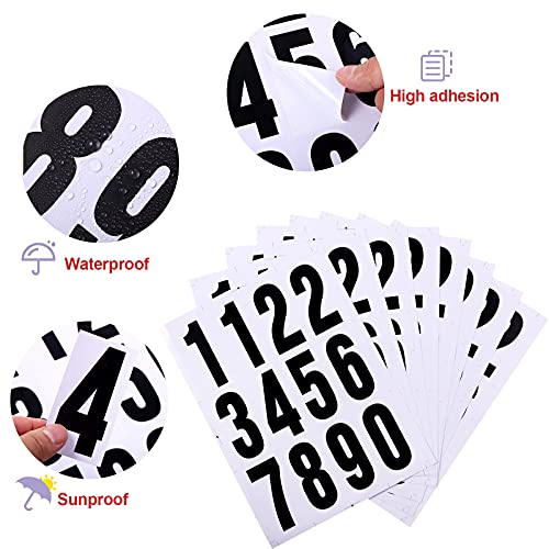 Image of Tenare 96 Pcs Vinyl Number Stickers 0-9 Reflective,3 Inch,Black in White