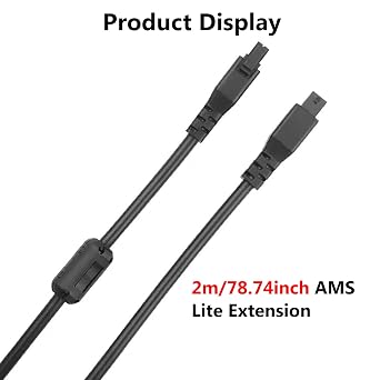 كابل طابعة ثلاثية الأبعاد A1/A1 Mini AMS Lite بطول 2 متر لمختبر Bambu خط تمديد A1/A1 Mini مقاس 78.74 بوصة/2 متر، 4 دبابيس مع حلقة مغناطيسية مضادة للتداخل لأجزاء ملحقات الطابعة ثلاثية الأبعاد