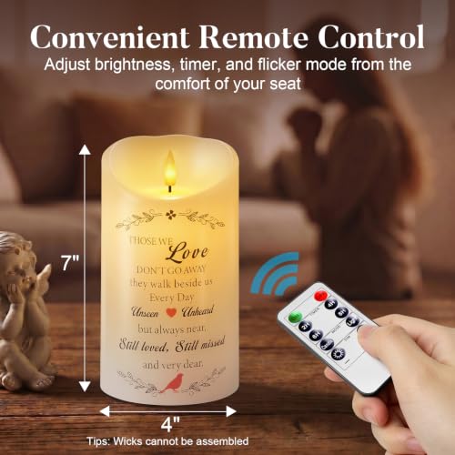 Image of Homemory Memorial Candle Bereavement Sympathy Gifts for Loss of Loved One, Real Wax LED Candle with Remote Memorial Gifts for Loss of Mother Loss of Father in Memory of Loved One Remembrance Gift