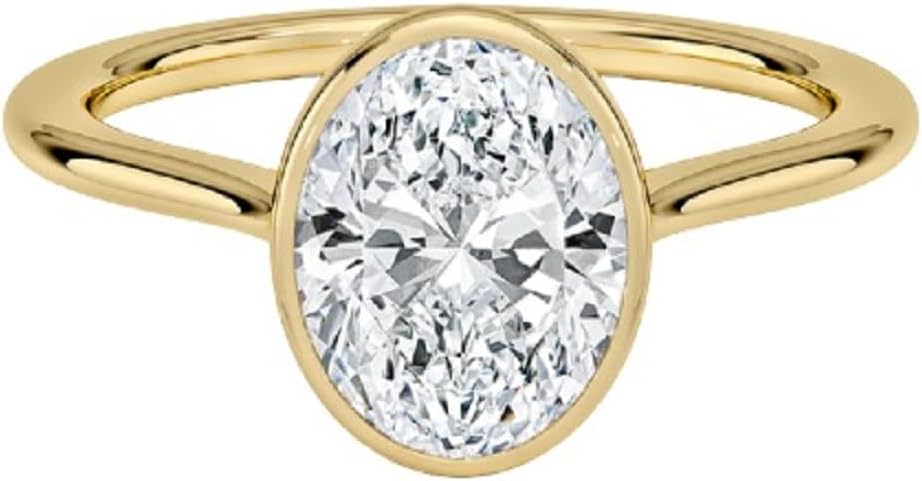 2 CT Oval Cut IGI certified Lab Grown Diamond Ring VVS1-2 10K 14K 18K Solid Gold Lab Grown Diamond Engagement Ring Wedding Bridal Ring Anniversary Promise Gift for Women (E-F Color)