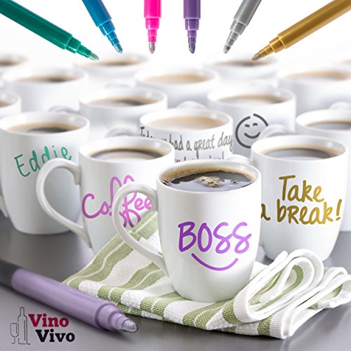 Mekbok Wine Glass Markers - 6 Pack Of Food Safe Non-Toxic Wine Glass Markers - Can Also Be Used On Ceramic Plates And Other Glass And Tableware #TOP4