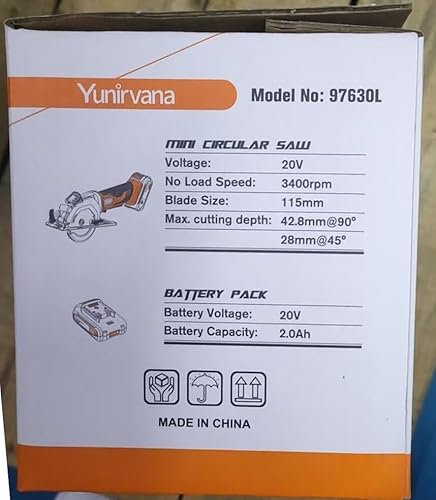 Yunirvana Mini Circular Saw, 20V 3400RPM Professional Cordless Circular Saw, Adjustable Angle and Depth,Max Cutting Depth 42.8mm (90°), 28mm(45°),Laser Guide,Blade 115mm 13 Yunirvana Mini Circular Saw, 20V 3400RPM Professional Cordless Circular Saw, Adjustable Angle and Depth,Max Cutting Depth 42.8mm (90°), 28mm(45°),Laser Guide,Blade 115mm - Image 13