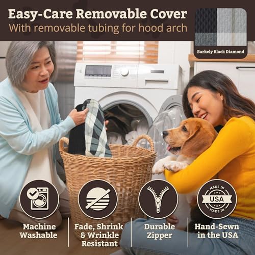 Image of Snoozer Cozy Cave Dog Bed, Round Covered Dog Bed, Barkley Black Diamond (S)