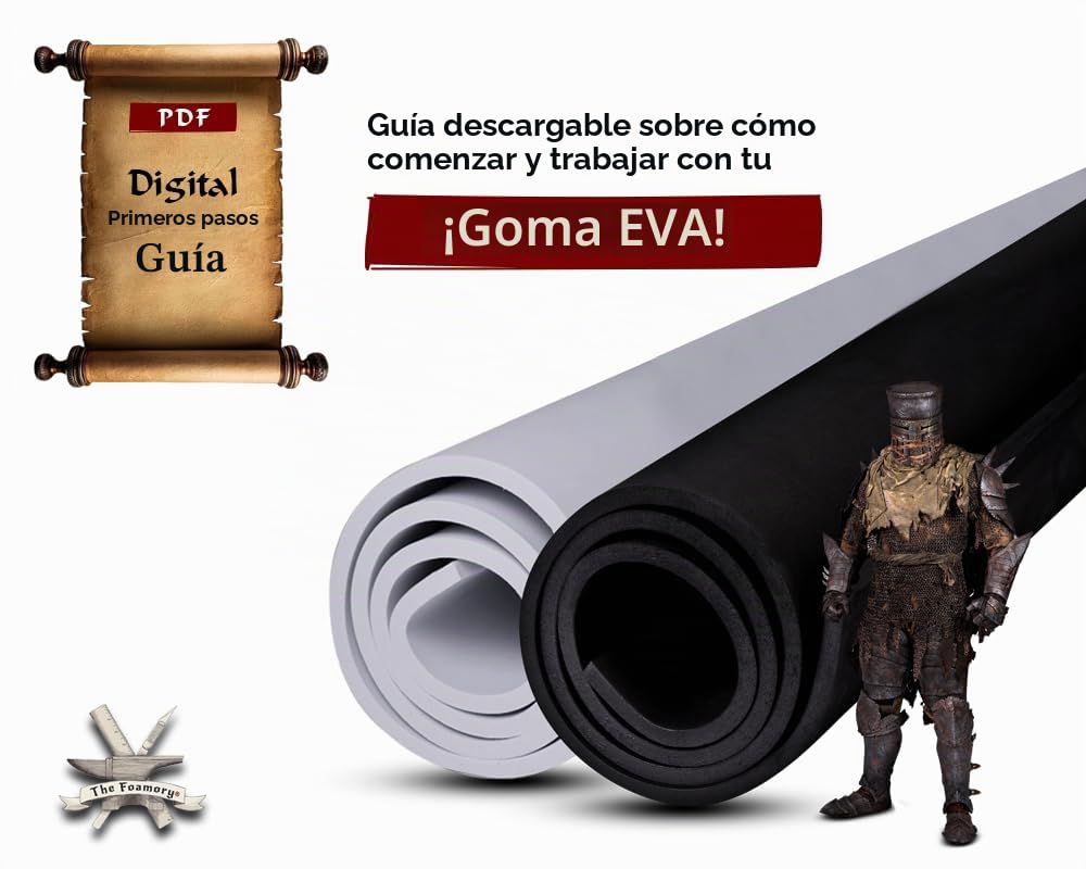 The Foamory Espuma EVA Cosplay – 5 mm (2 mm a 10 mm) – Negro o Blanco – Hoja de 14 x 39 – Ultra Alta Densidad 85 kg/m3 – por