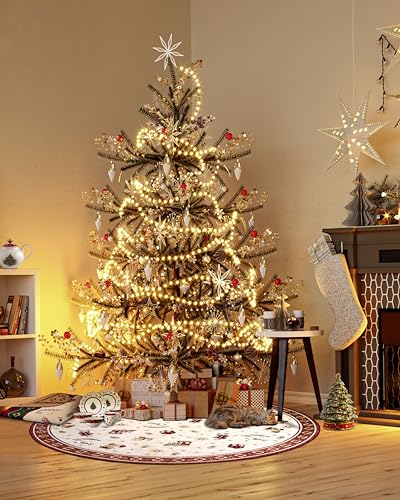 Villeroy & Boch Design Teppich Nostalgic Shine Rund - Toy's Delight - Christbaum Decke, Weihnachten Tannenbaum & Weihnachtsbaum für Wohnzimmer, Schlafzimmer, Esszimmer, Flur - Rot Multifarben, 160 cm