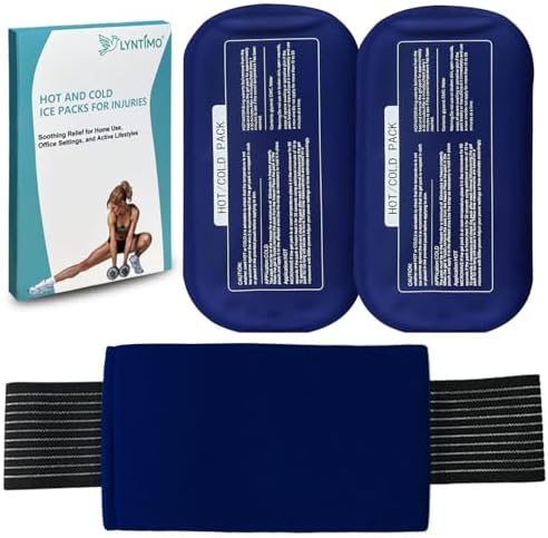 Ice Packs for Injuries Reusable - Lyntimo 3-Piece Flexible Hot & Cold Ice Pack for Knee, Gel Wraps Support Adjustable Ice Pack Pain Relief for Shoulders, Back Joints Muscles, Knees, Arms and Legs, Small