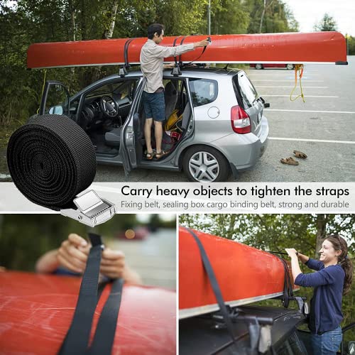 Lashing Straps 16Ft, Adjustable Kayaks Tie Down Straps Cam Buckle Straps With Buckles Up To 550Lbs For Cargo, Luggage, Bicycles, Motorcycles, Truck, Suv, Car Roof Rack, Sup Surfboard (Black, 12 Pack) #TOP1