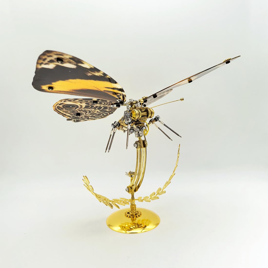 Generic Rompecabezas de metal 3D para adultos, kit de montaje de mariposa de ojo de pavo real steampunk con soporte, rompecabezas mecánico 3D, adorno de insectos, perfecto 2024 (más de 100 piezas)