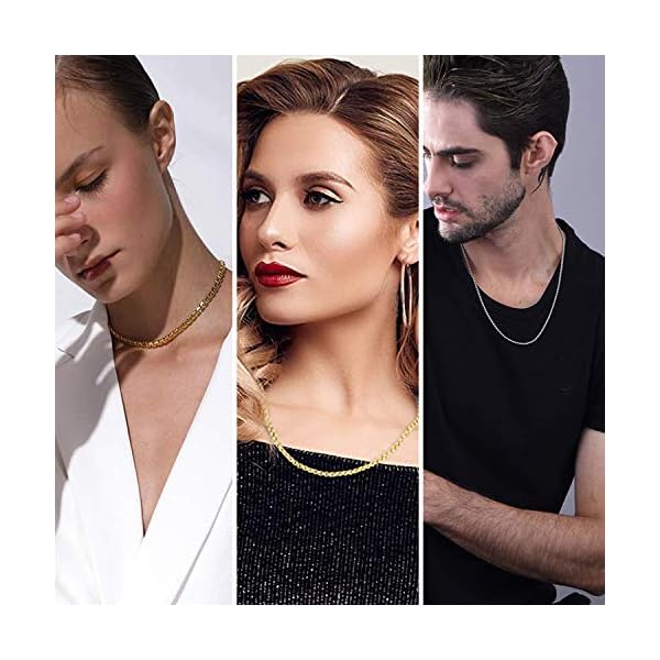 ALEXCRAFT 3PCS Silver Gold Black Necklace for Men Stainless Steel Chain Necklace for Boys Teens Gifts 20 Inches 3MM - Image 6