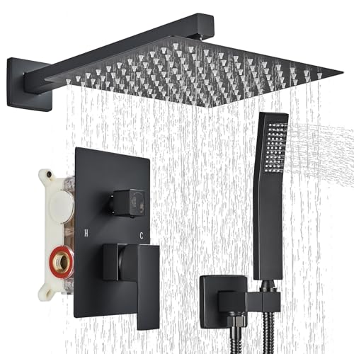 Matte Black 10-Inch Shower System with Rainfall Head