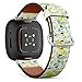 CJBROES Replacement Leather Watch Band, Compatible with Fitbit Versa 3 and Fitbit Sense of Wristband Bracelet Accessory - Watercolor Spots