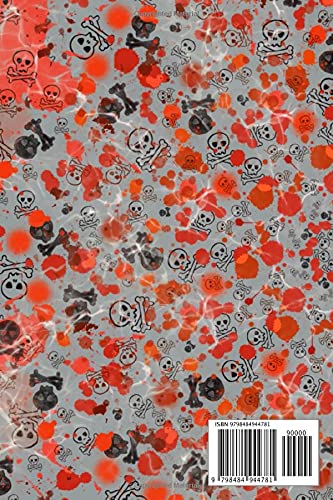 Vista 2 de My Bloody Notebook Skull and Bones with Blood Splatter Grey cover design, Lined Interior pages