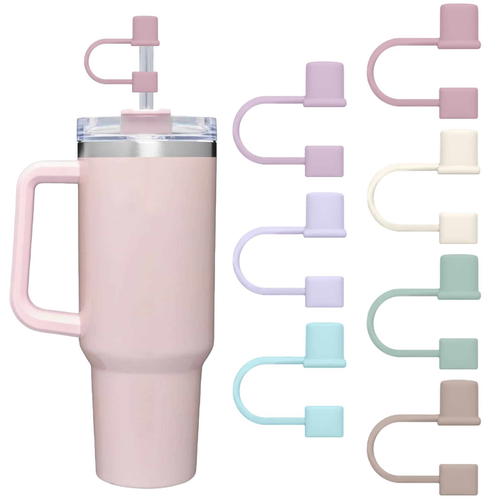 7Pcs Straw Cover Cap for Stanley Cup Simple 10mm 0 4inch Silicone Straw Toppers for Stanley 40 30oz