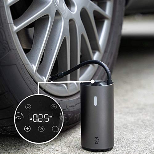 VCUTECH 2020 Cordless Speed Air Pump, Portable Cordless Tire Inflator with Pressure Gauge, LCD Display Air Compressor for Cars, Bicycles Tires and Inflatables, with Emergency LED Light (Black)