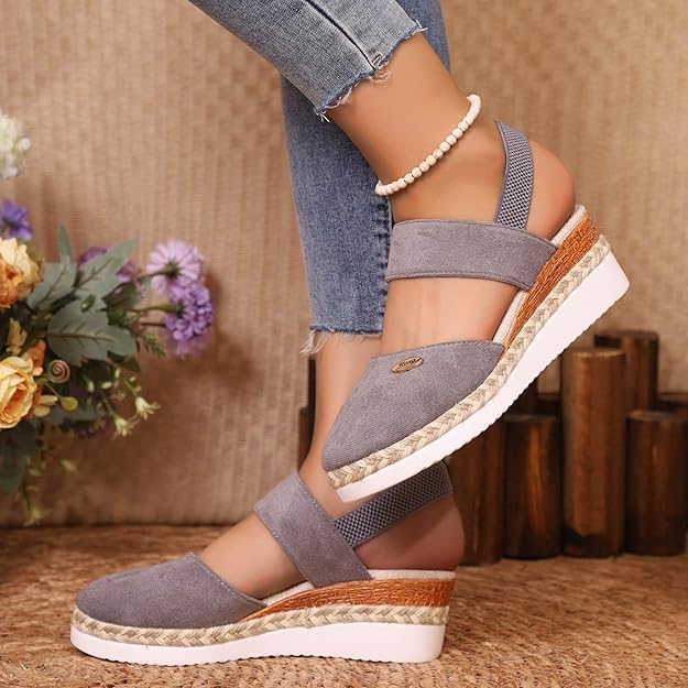 Women's Comfortable Wide Width Espadrille Wedge Slingback Sandals