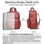 Genuine Leather Laptop Backpack for Women – Large 16 inch Designer Womens Leather Backpack Purse Professional Brown Bookbag for Work, Travel & Everyday Use - Image 3