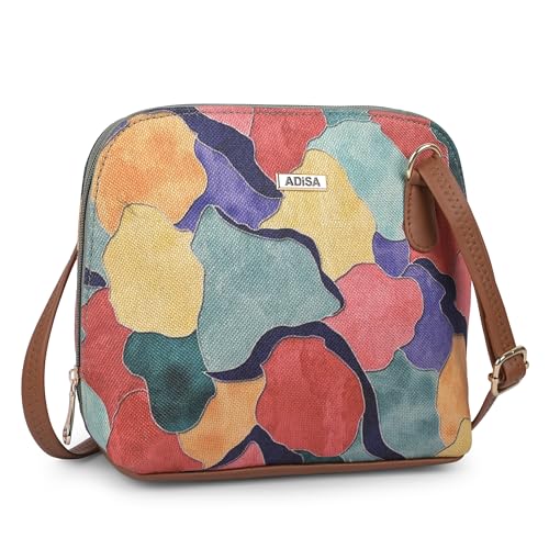 Image of ADISA Women Girls Floral Print Faux Leather Sling Bag Crossbody