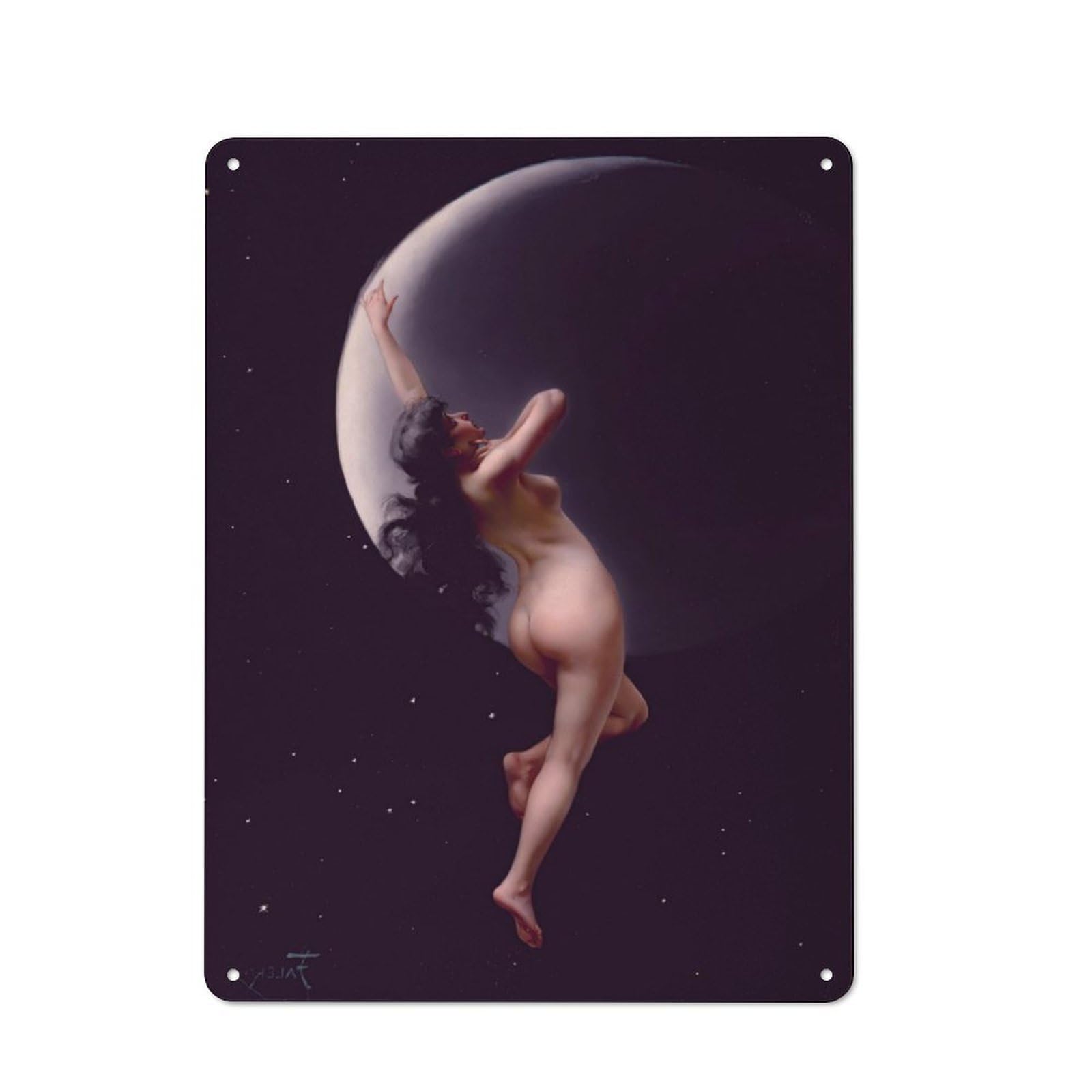 Junmoney Luna Lady Retro Metal Wall Sign 40X30cm With For Garage Wall, Suited To Garage Decor Collectors