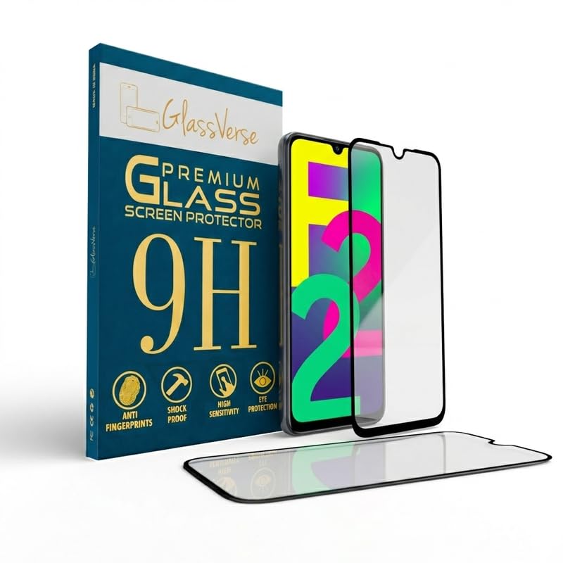 Image of Glassverse 9H Gorilla Tempered Glass for Samsung Galaxy F22 5G | HD Clarity Screen Protector, Ultra Strong 9H Protection, Edge to Edge, Case Friendly, Hassle-less Installation Kit Included.(Pack of 2)