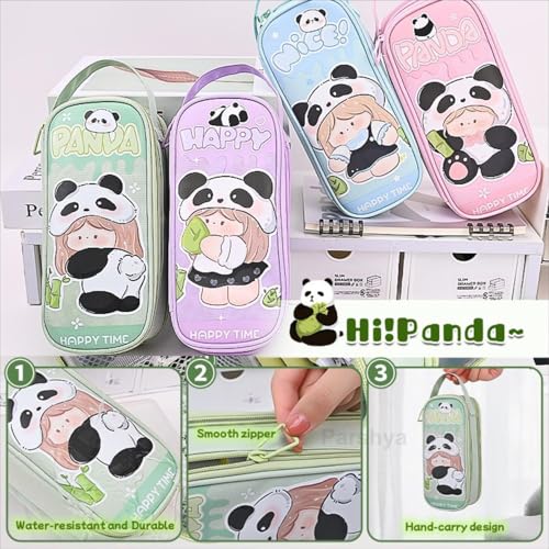 Image of Two Layer Six Slot Premium Canvas Pencil Pouch for School Girls and Boys, Cute Aesthetic Stationery Items Kit Case, Large Capacity Stationary Pencil Box for Kids Gifts