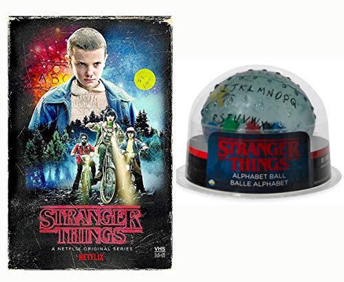 Contact the Upside Down... Stranger Things Exclusive Bundle: Ultra-Collectible Stranger Things Squeeze And Stretch Alphabet Ball! + Exclusive VHS Set Season 1 Special Edition Retro Package (2 - Pack)