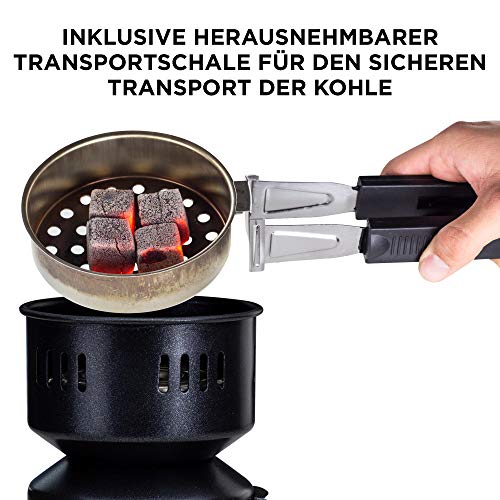 Hookah Charcoal Burner - Coal Burner For Hookah Cubes | Electric Portable Shisha Starter 110Ac | Quick Hookah Coal Burners | Electronic Hookah Stove With 2 Free Coals Tongs | Hookah Accessories Set #TOP4