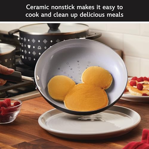 Farberware Disney Monochrome Ceramic Nonstick Cookware Pots and Pans with Baking/Bakeware Cookie Pan and Kitchen Cooking Tool Set, Dishwasher Safe, 8 Piece Cookware Set - Black - image 4