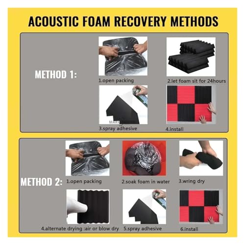 Mousse acoustique pour studio de création lot de 48 panneaux noirs de 30 cm