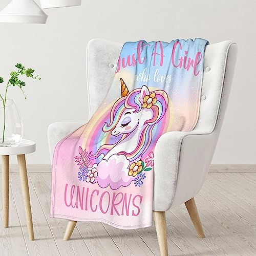 Unicorn Blanket Gifts - 50x60 Inches Cute Throw for Girls - Pink Soft Fuzzy Blankets for Bed, Couch & Living Room