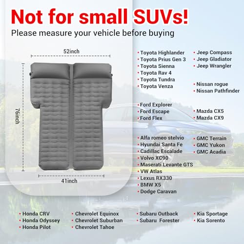 GOTIDY SUV Air Mattress for Car Camping, 300D Oxford Fabric Air Mattress for Subaru, Car Air Pump, Quick Setup - Extra Thick Design SUV Mattress for Subaru Tesla Honda CRV Toyota RAV4 & Large SUVs - Thumbnail 6