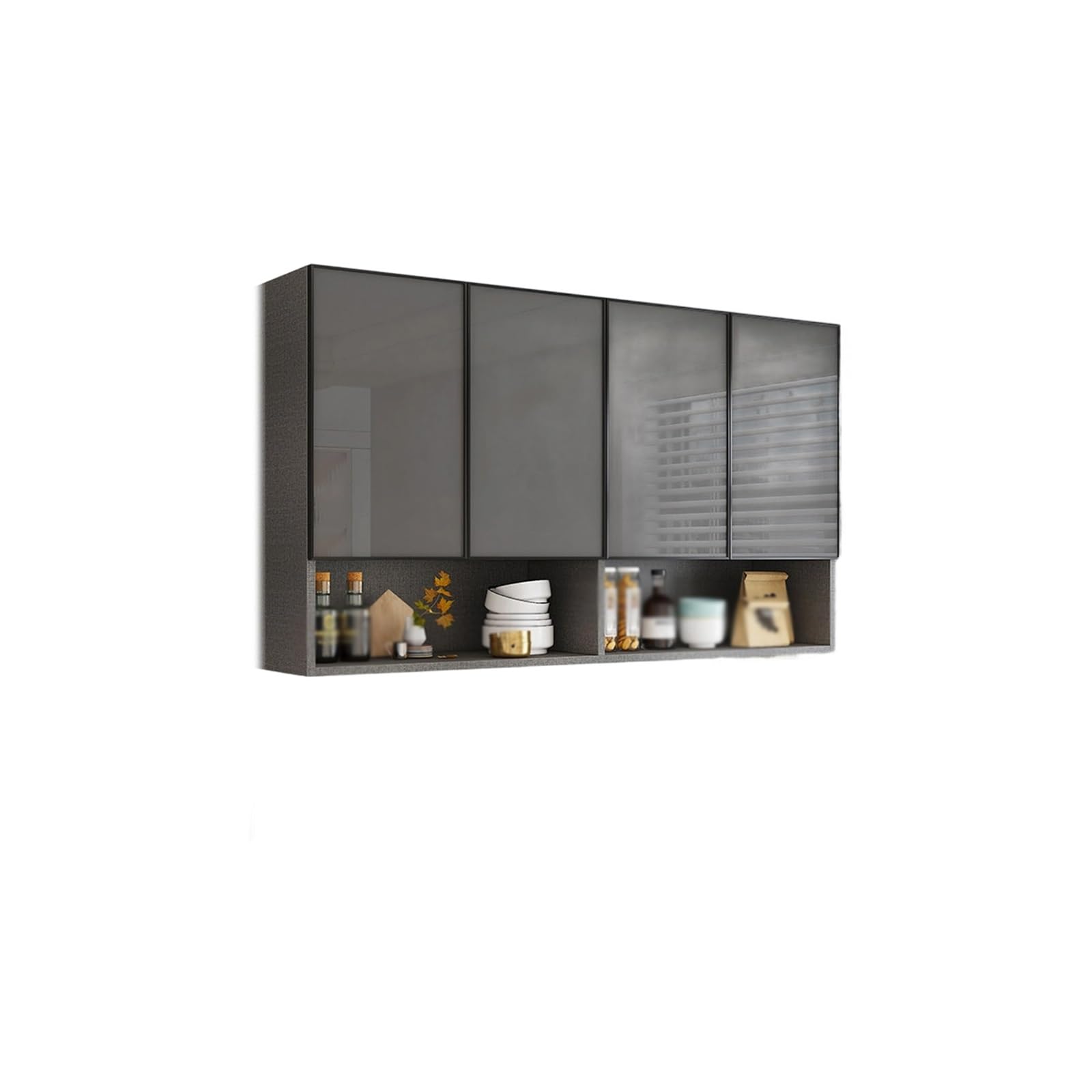 Vitrine murale de cuisine armoire suspendue 120cm à grande capacité