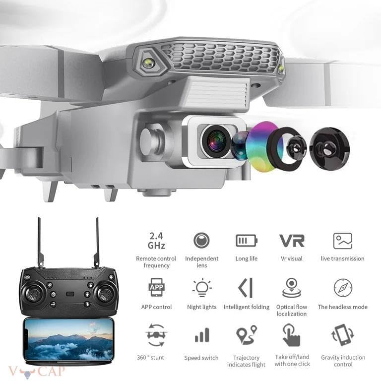 Image of dRoNe wItH hD DuAl cAmErA BrUsHlEsS MoToR, oNe cLiCk tAkEoFf /lAnDiNg FlIp rOlLiNg gEsTuRe cOnTrOl wI-Fi cAmErA ReMoTe cOnTrOl -X DrOnE (E88)