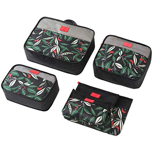 Cokaka Lot de 6 organisateurs imperméables de voyage pour bagages, 3 pochettes et 3 cubes -  Noir - 