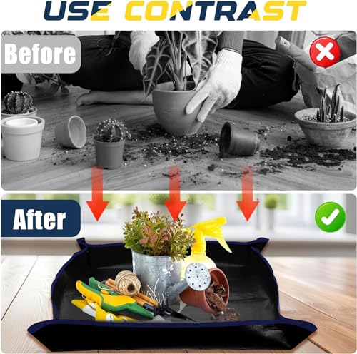 Image of 75x75 cm Gardening Mat for Plant Transplanting and Mess Control Thickened Waterproof Potting Tray Succulent Potting Mat Portable Gardening Mat Plant Gifts for Women Men 29.5x29.5 inch Black