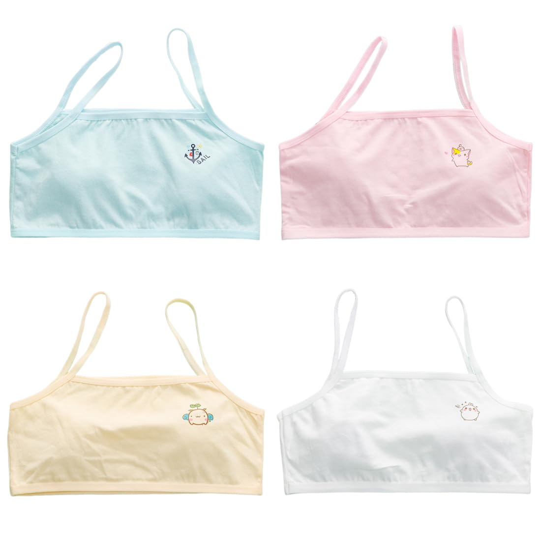 IKOPFLN Confezione da 4 corsetti per reggiseni sportivi per ragazze Senza Cuciture per Ragazze Cotone Adolescenti Bambine Sportivo