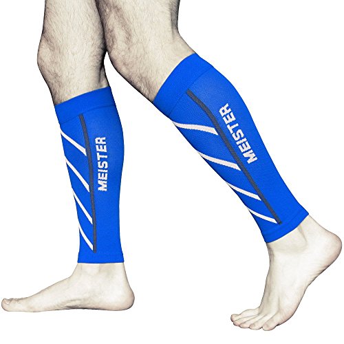 Meister Graduated 20-25mmHg Compression Running Leg Sleeves for Shin Splints (Pair) - Blue - Small - Thumbnail 3