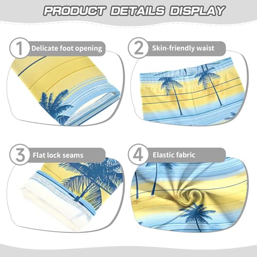 ALAZA Girls' Leggings Children's Yoga Pants Skinny Printed Dance Blue Stripe Palm Tree Comfortable 4T2