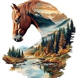 KEYIFA Horse Diamond Art Kits, 5D DIY Diamond Painting for Adults, Round Full Drill, Abstract Landscape Diamonds Dots Mosaic Painting, Crystal Gem Arts Craft for Home Wall Decor 12x12 in